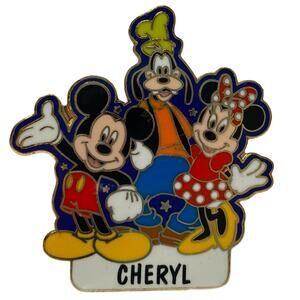 WDW Classic Mickey Minnie Pluto Name Pin Cheryl